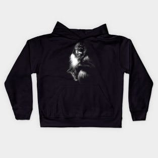 Sad Monkey, monkey black shirt Kids Hoodie